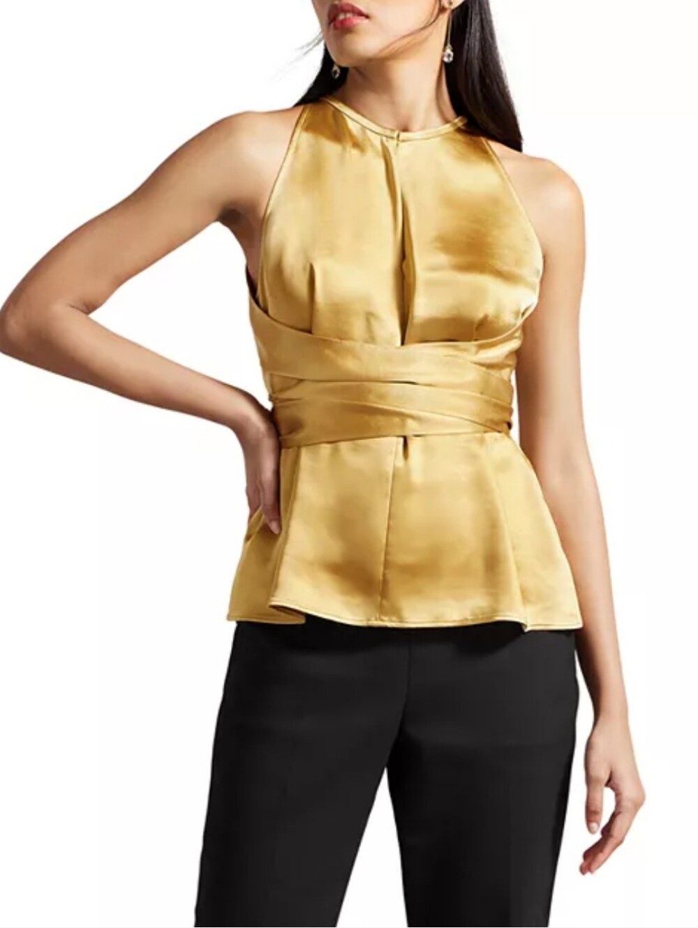 Ted Baker Mikelle self tie halter cami in tan